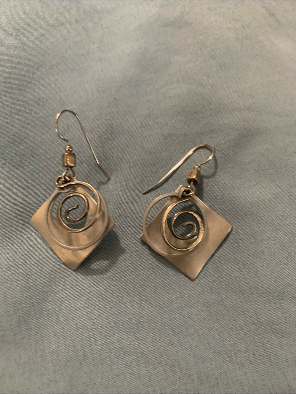 Silver Diamond Matte Swirls Earrings by Silver Forest